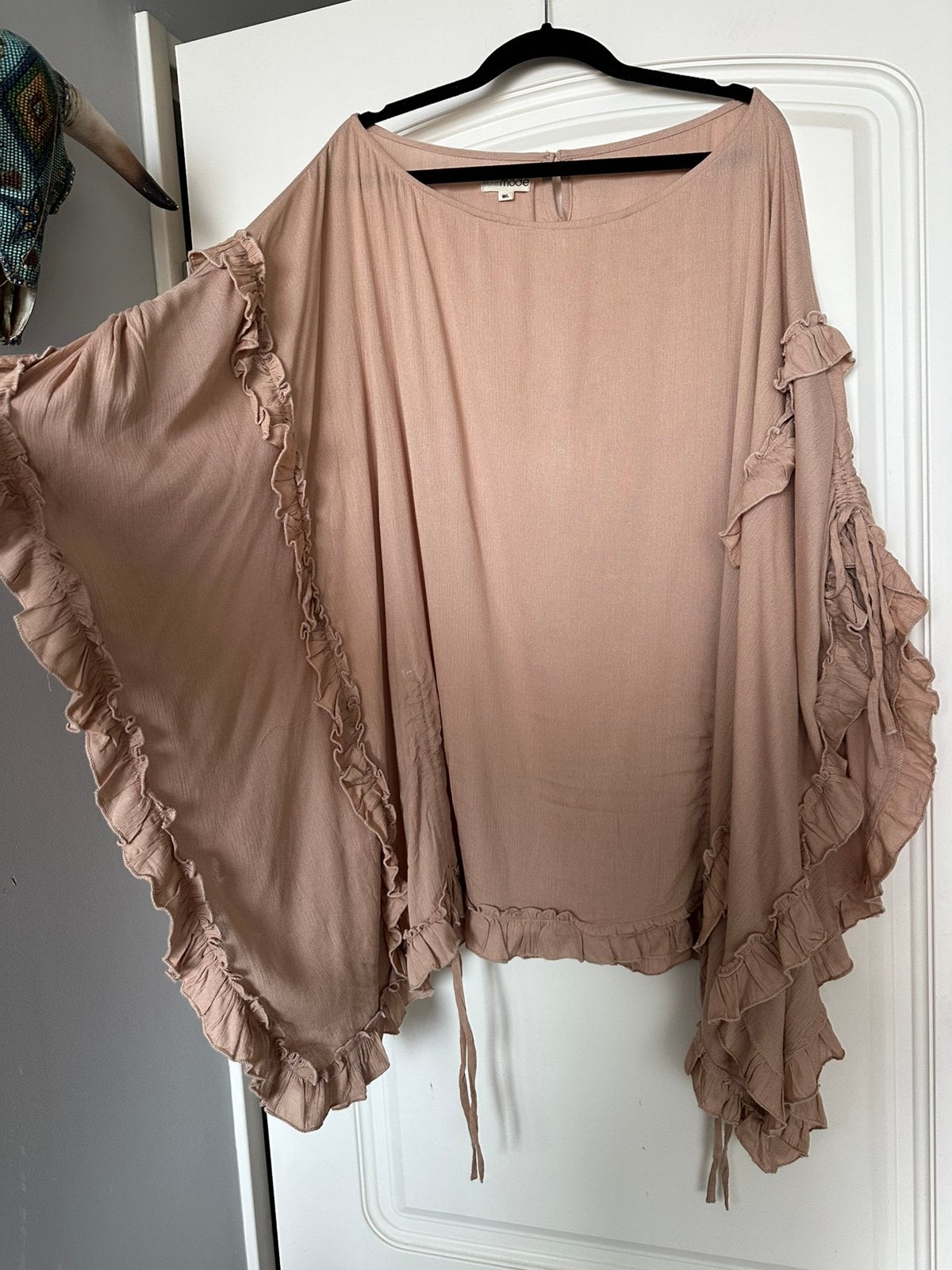 Ibizamode roesel tuniek , nude kleurig, M/L, Ophalen of Verzenden, Zo goed als nieuw, Maat 42/44 (L), Beige