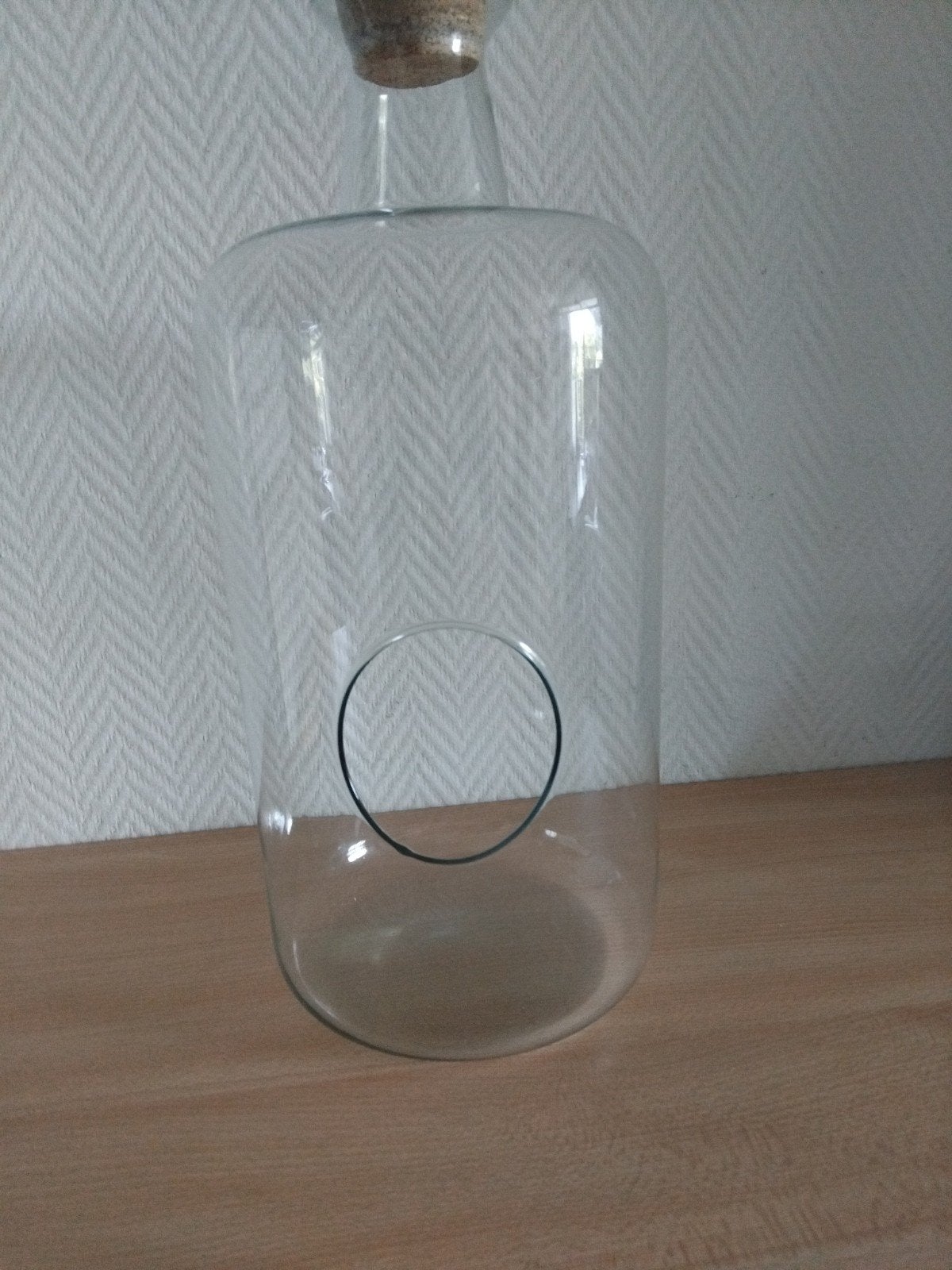 Glazen vaas met kurk en opening - 30 cm hoog, Ophalen, 44 cm, Transparant, Geschikt voor droogbloemen