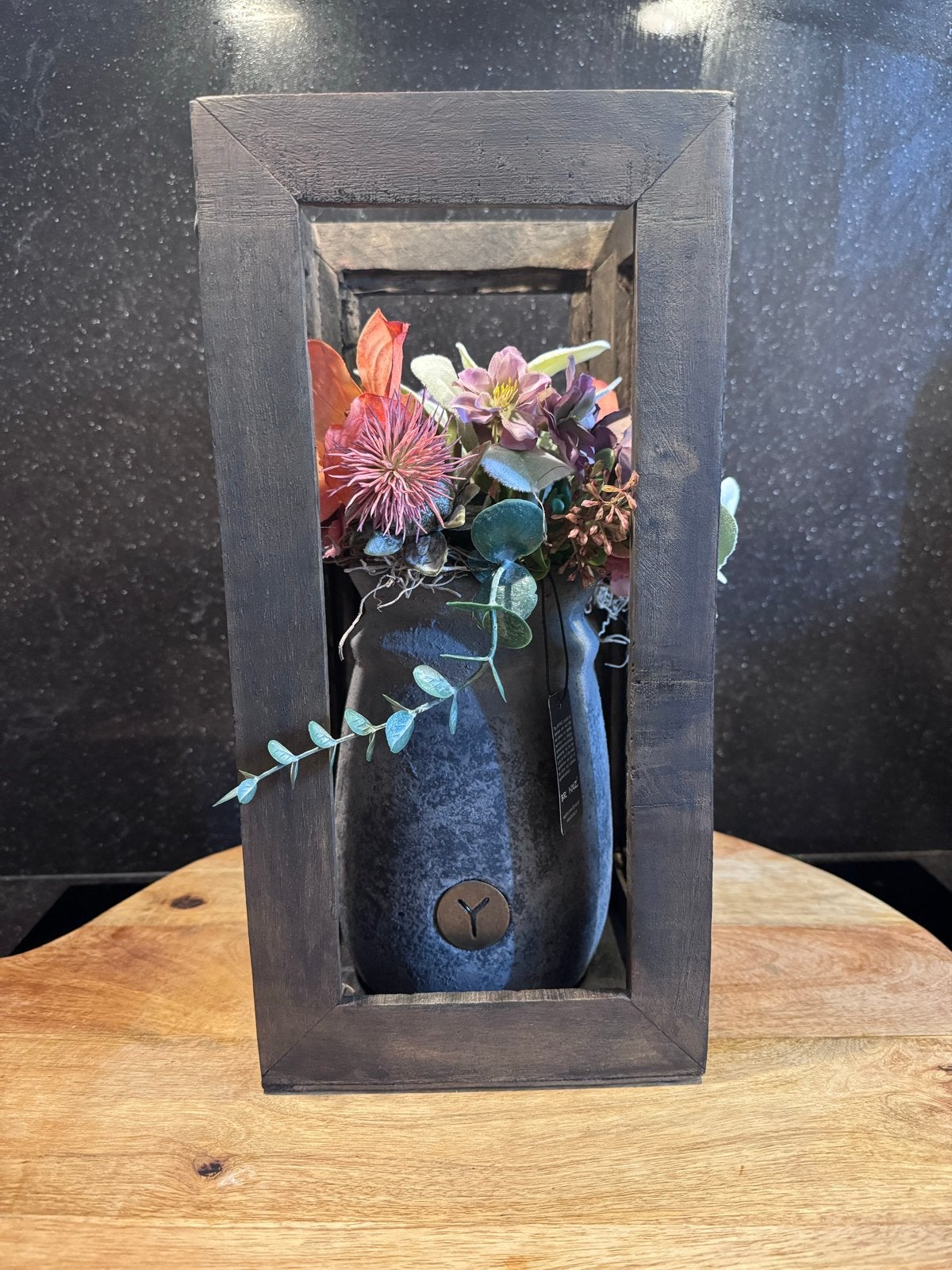 Decoratieve houten lantaarn met kunstbloemen, Hout, Nieuw, Ophalen of Verzenden, Landelijk