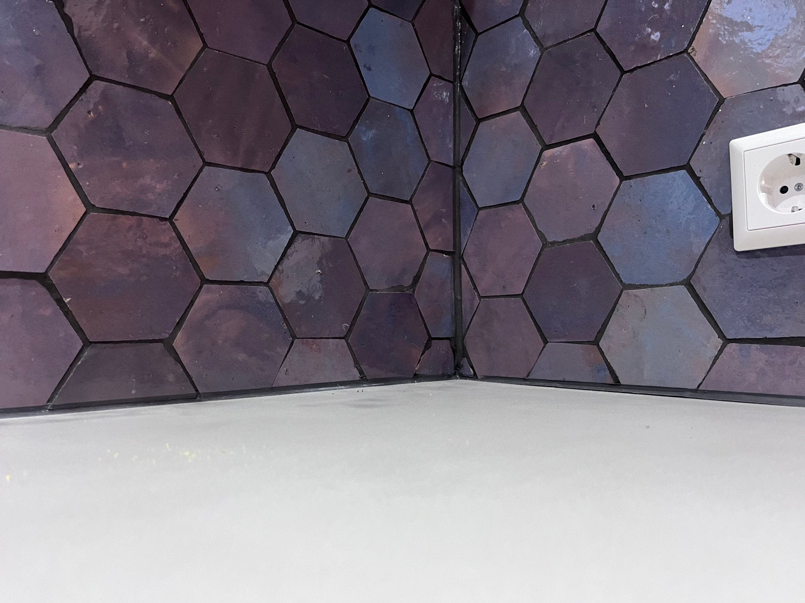 Handgemaakte Zellige Gris Aubergine Hexagone tegels, Ophalen, Zo goed als nieuw, Overige kleuren, 115 cm of meer