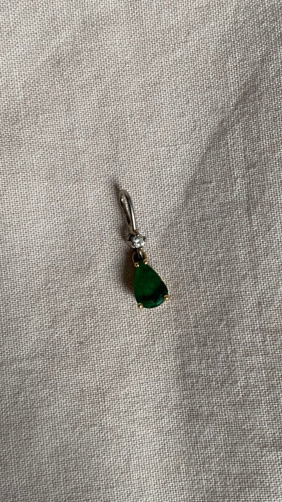 Hanger goud smaragd diamant 18 karaat vintage, Verzenden, Zo goed als nieuw, Goud, Overige merken