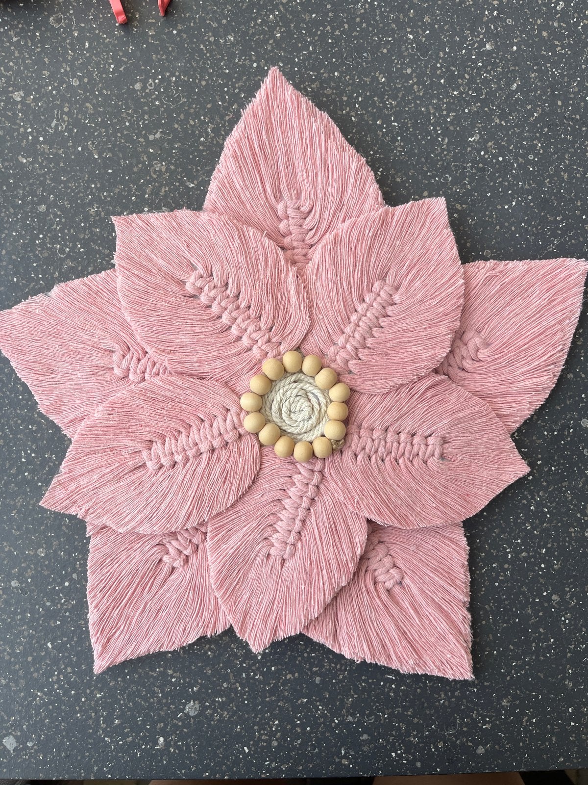 Handgemaakte Macramé Bloem Decoratie Roze, Roze, Handgemaakt, Textiel, Nieuw