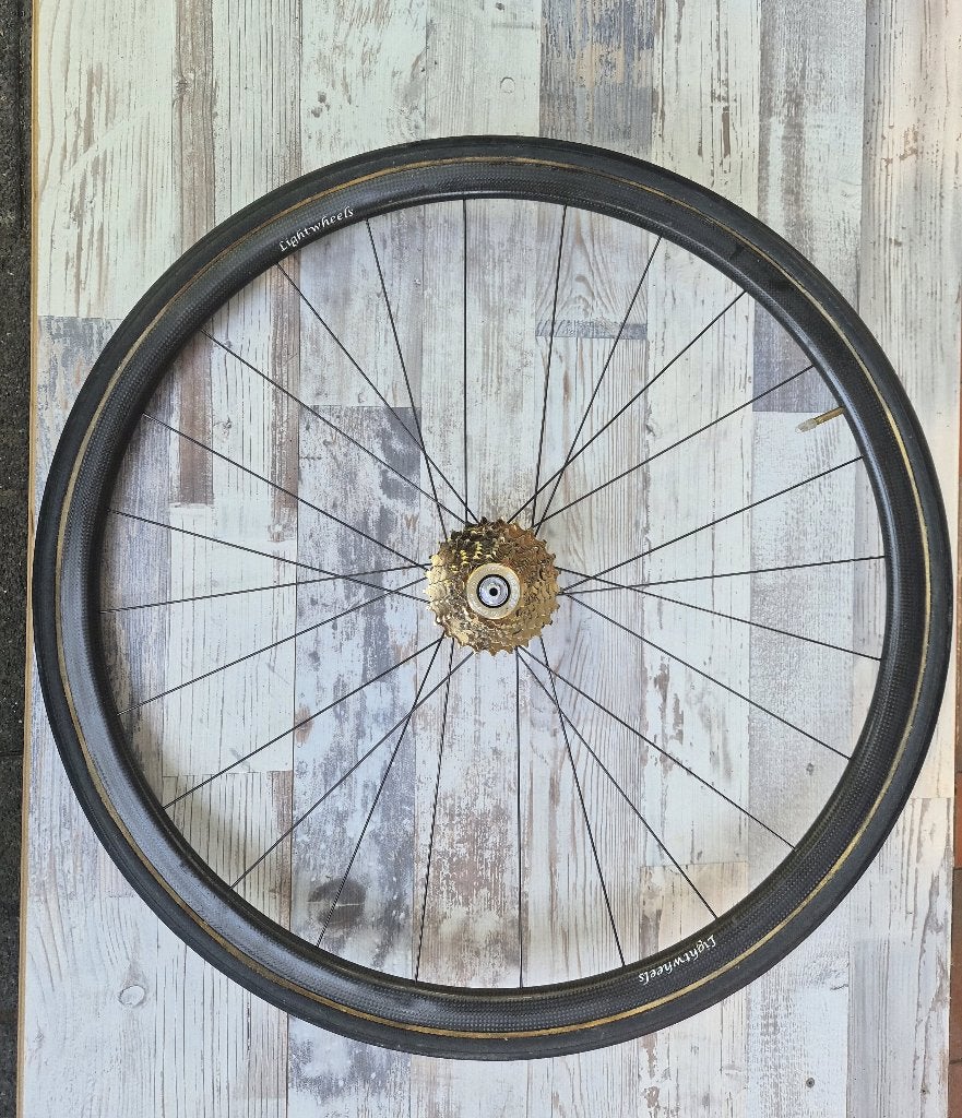 Carbon racewielset voor tubular banden., Fietsen en Brommers, Fietsonderdelen, Gebruikt, Lightwheels, Racefiets, Carbon
