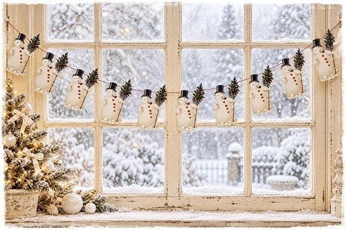 Guirlande Victoriaanse 10 uitgestanste sneeuwpoppen,, Faire, Nieuw, Ophalen of Verzenden, Faire