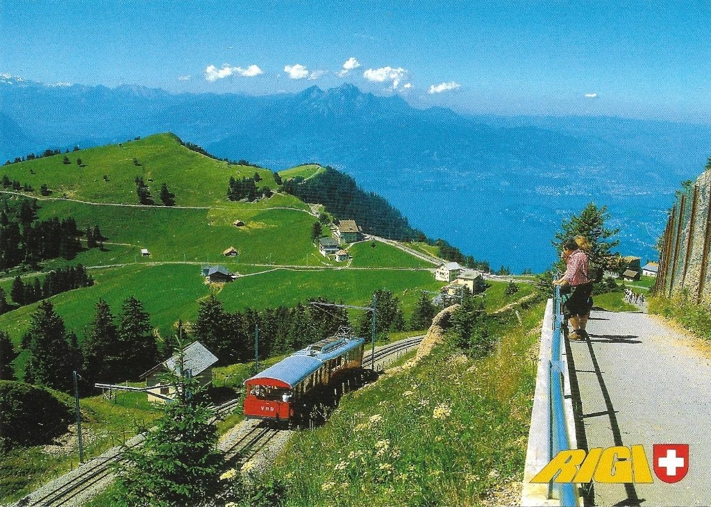 Ansichtkaart  	Rigi (Zwitserland)	Vitznau - Rigi trein, Verzenden, 1980 tot heden, Gelopen, Overig Europa