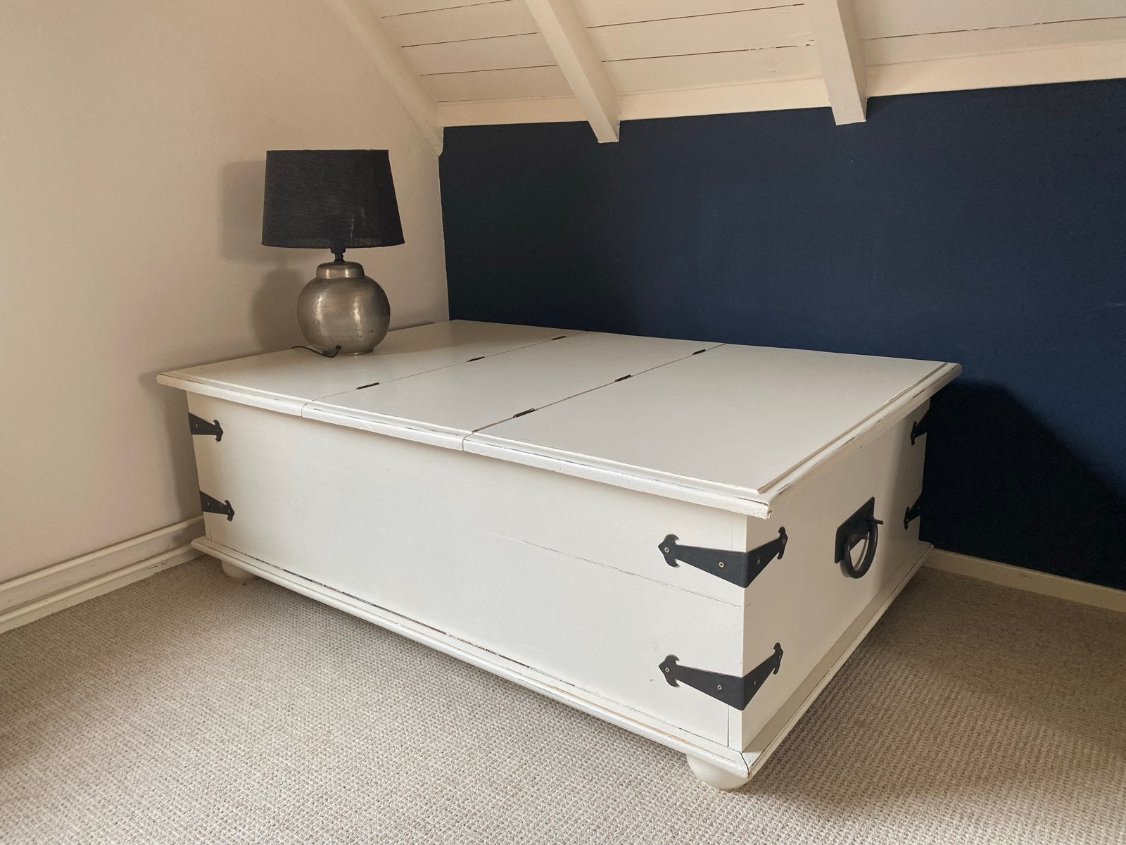 Grote witte salontafel / koffietafel - nette staat, Huis en Inrichting, Tafels | Salontafels, Ophalen, Gebruikt, 100 tot 150 cm
