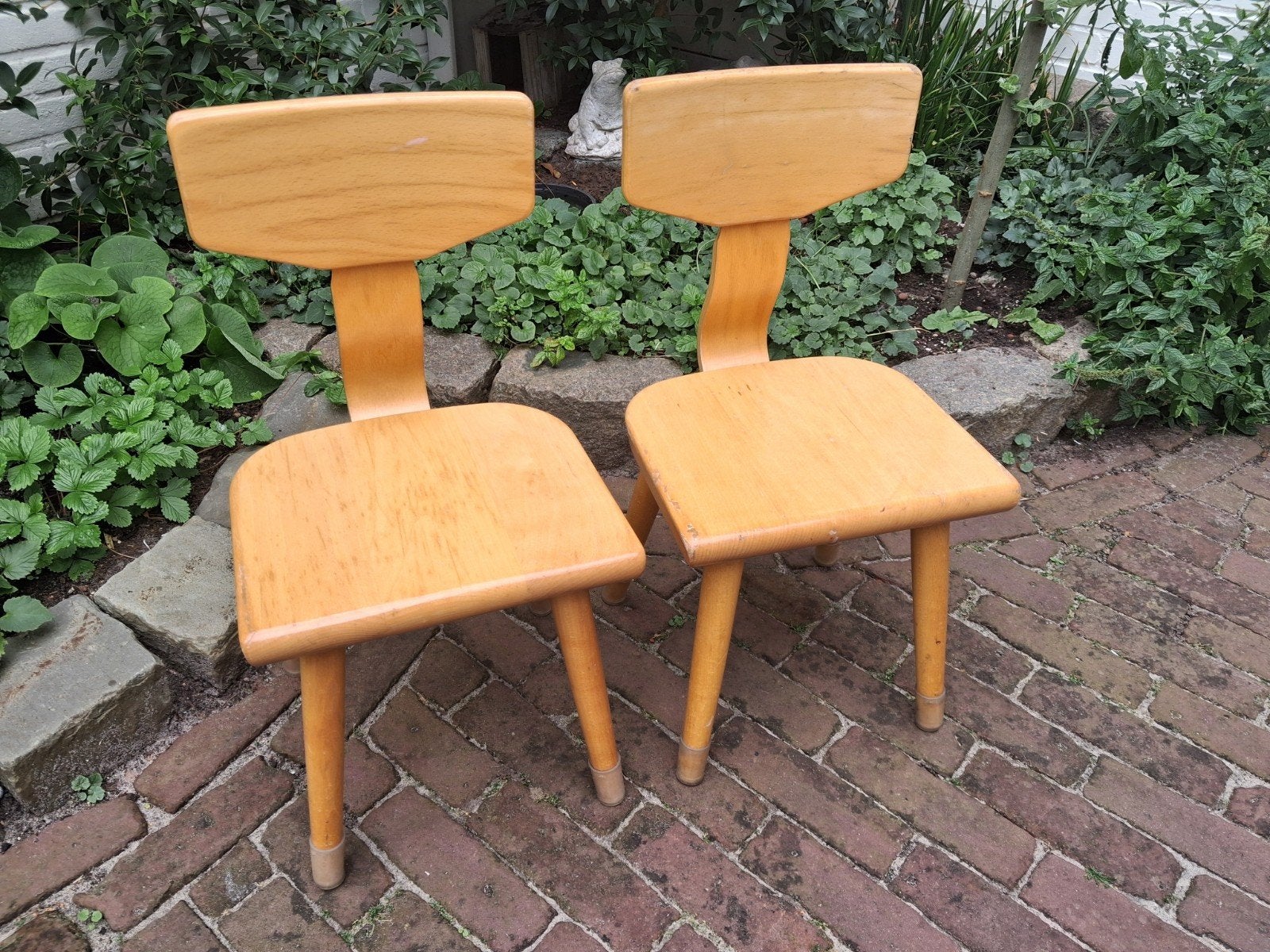 2 mooie schoolstoeltjes van Schilte, Gebruikt, Twee, Bruin, Vintage