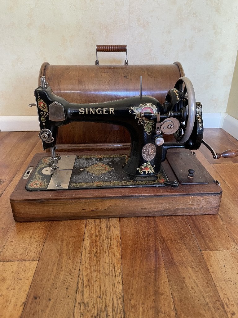 Antieke Singer Naaimachine met Houten Koffer, Ophalen of Verzenden