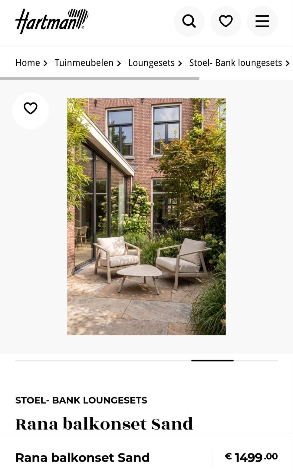nieuw Hartman (balkon)set Rana,beige,2 lounge stoel,tuinset, Tuin en Terras, Ophalen, Nieuw, Aluminium