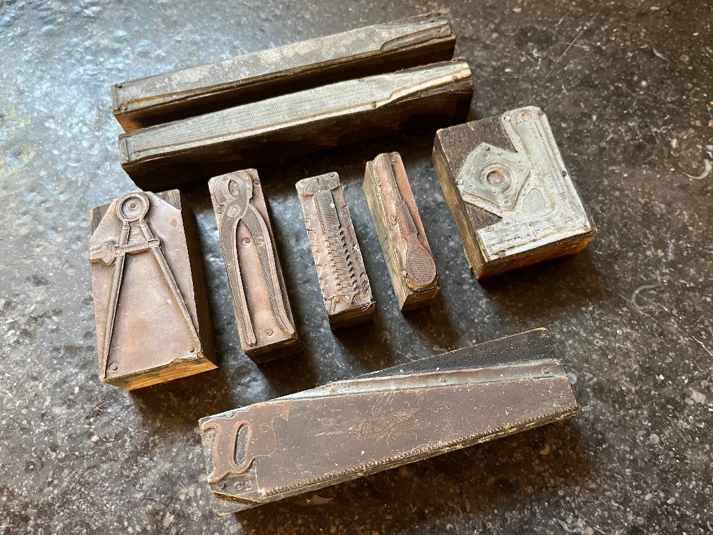 Antieke clichés van oud gereedschap, Ophalen of Verzenden