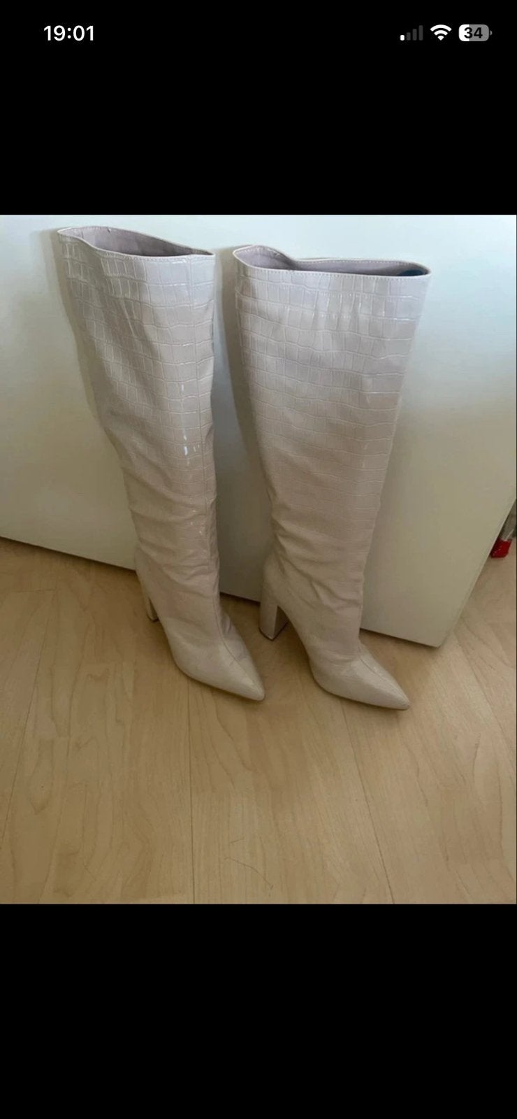 Hoge laarzen met print - Maat 39, Ophalen of Verzenden, Zo goed als nieuw, Beige, Hoge laarzen