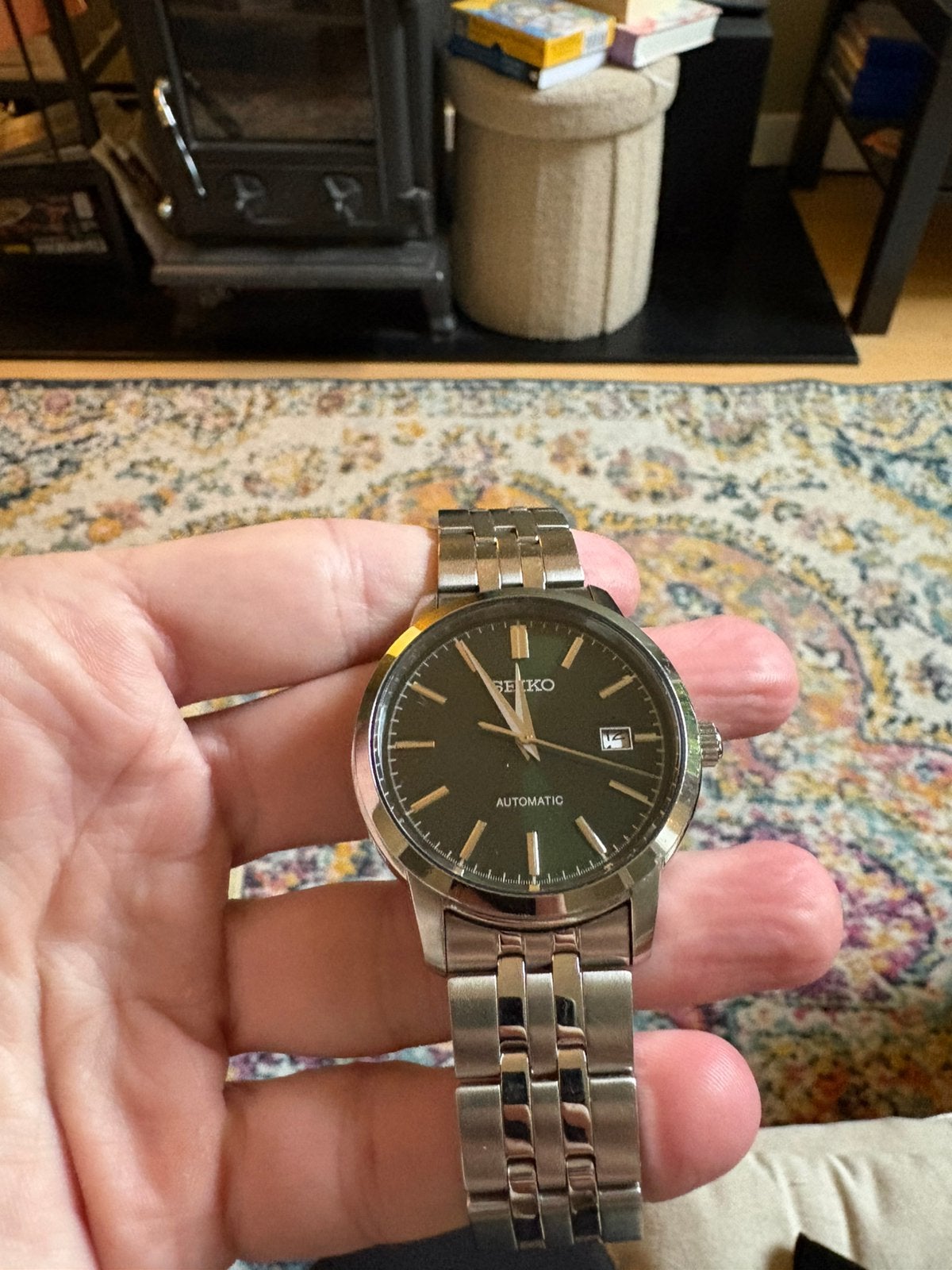 Seiko Automatic SRPH89K1 – groene wijzerplaat – full set, Ophalen, Zo goed als nieuw, Staal, Seiko