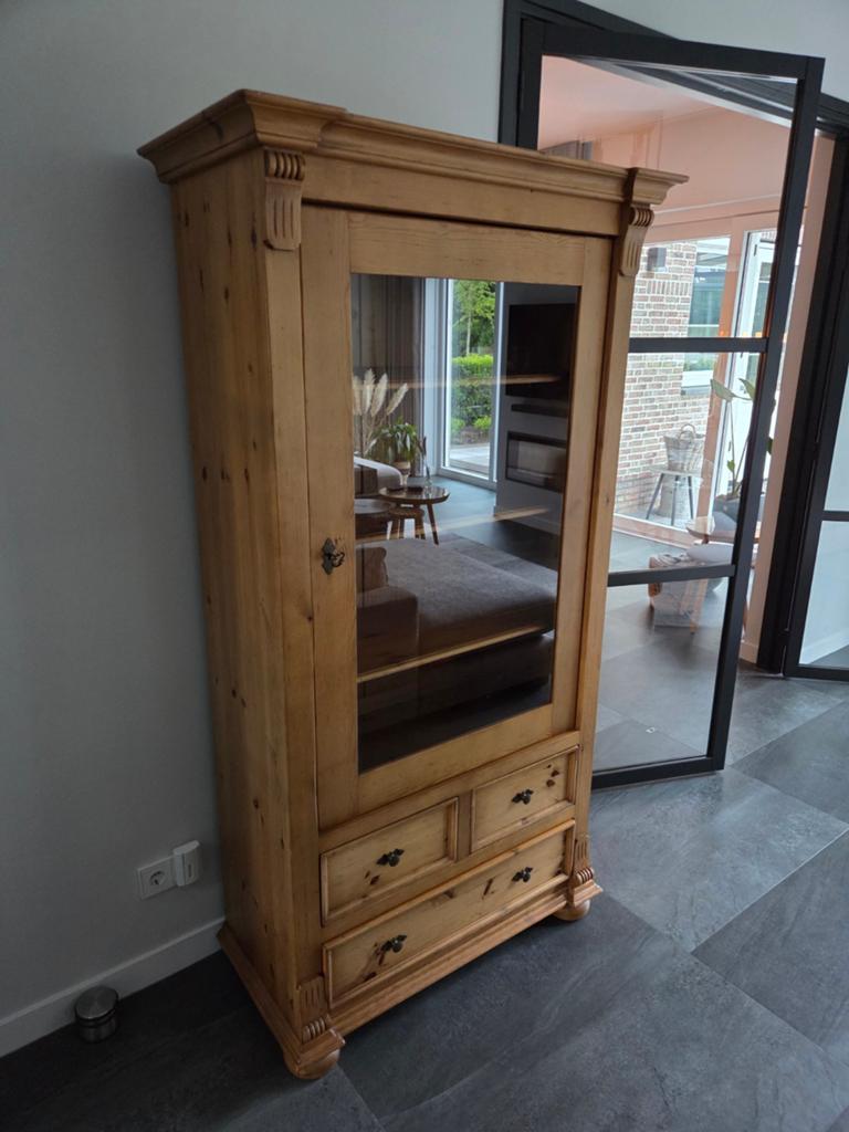 Oud grenen kast, buffetkast, vitrinekast, legkast boekenkast, Ophalen, Gebruikt, 50 tot 100 cm, 150 tot 200 cm
