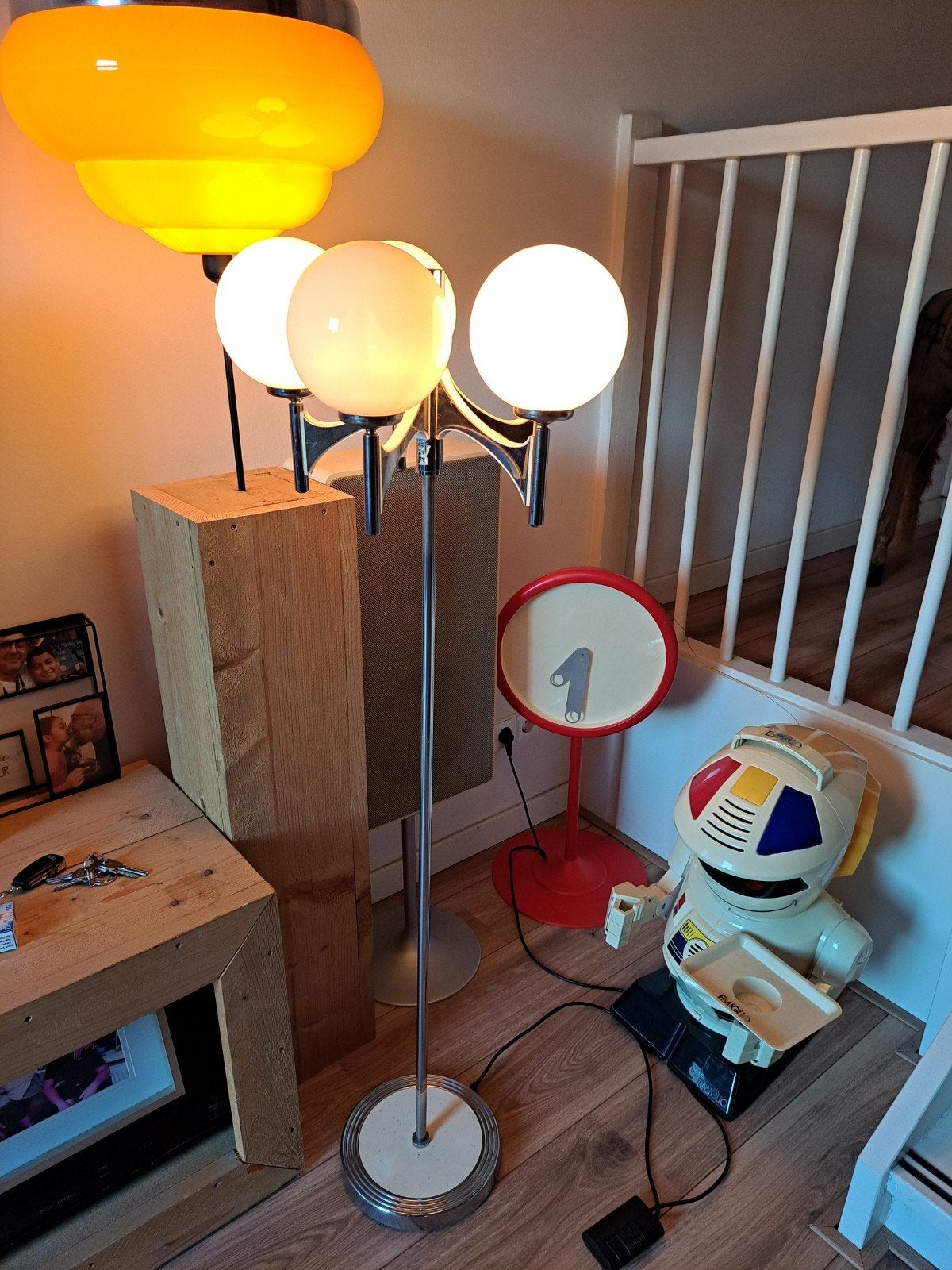 ZELDZAME JAREN 60 GOFFREDO REGGIANI VLOERLAMP OPALINE ATOMIC, Ophalen of Verzenden