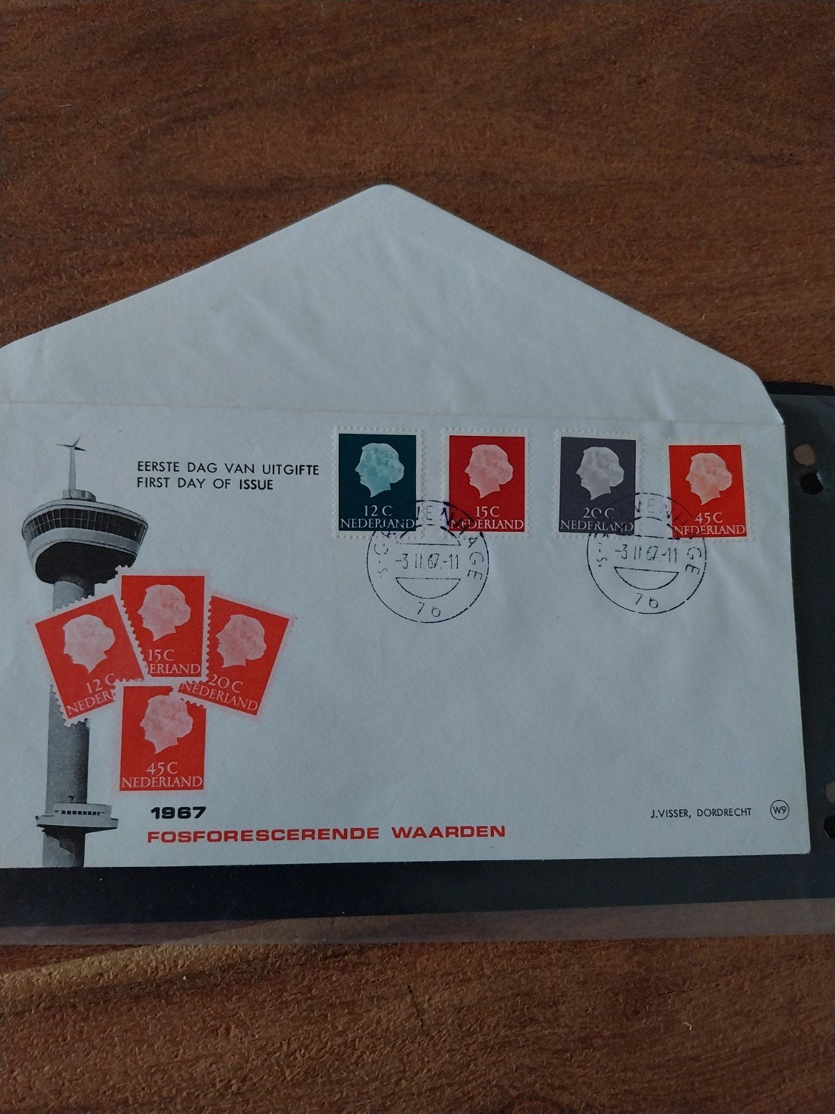 Nederlandse Blanco afwijkende FDC uit 1967 met fosfor zegels, Ophalen of Verzenden, Nederland