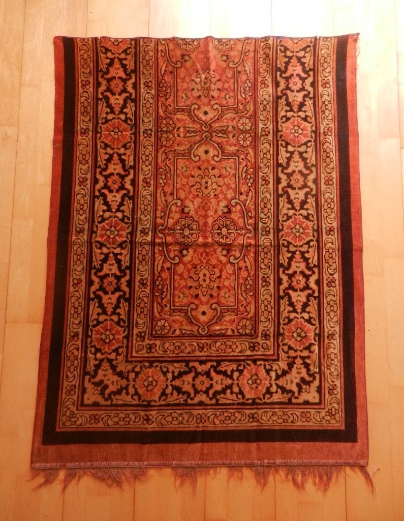 Kapstok / wandkleed  trijp velours Amsterdamse School 123x90, 100 tot 150 cm, Zo goed als nieuw, Zwart, Rechthoekig