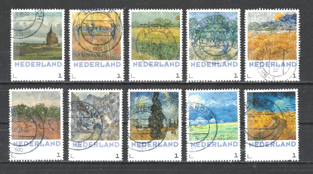 15 B mooie serie Vincent van Gogh 2015 Landschappen, Verzenden, Na 1940, Gestempeld