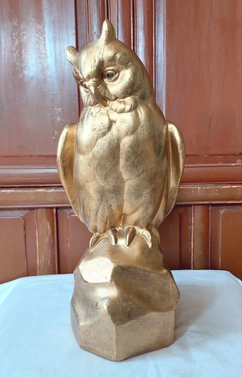 Artdeco Uil beeld sculptuur H 38 cm gips, Art deco, Gips, Ophalen of Verzenden, 20 - 50 cm