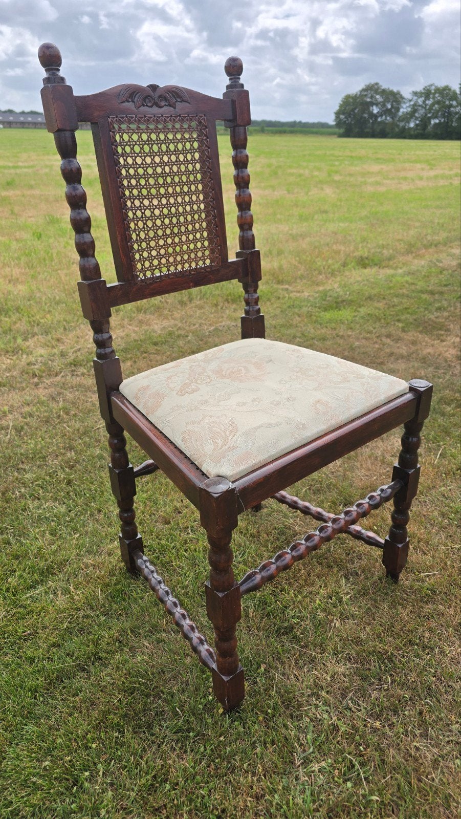 Antieke eiken stoel met gedraaide poten - 1920s, Antiek en Kunst, Ophalen