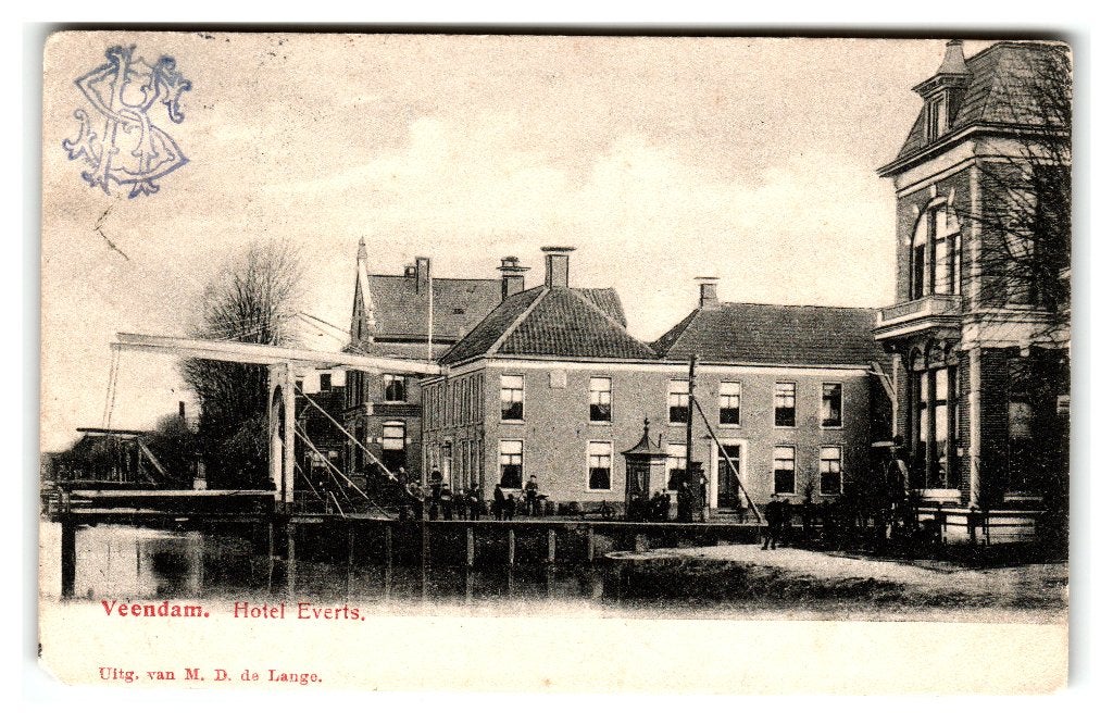 Veendam, Hotel Everts. Lees beschrijving, Verzamelen, Verzenden, Voor 1920, Gelopen, Groningen