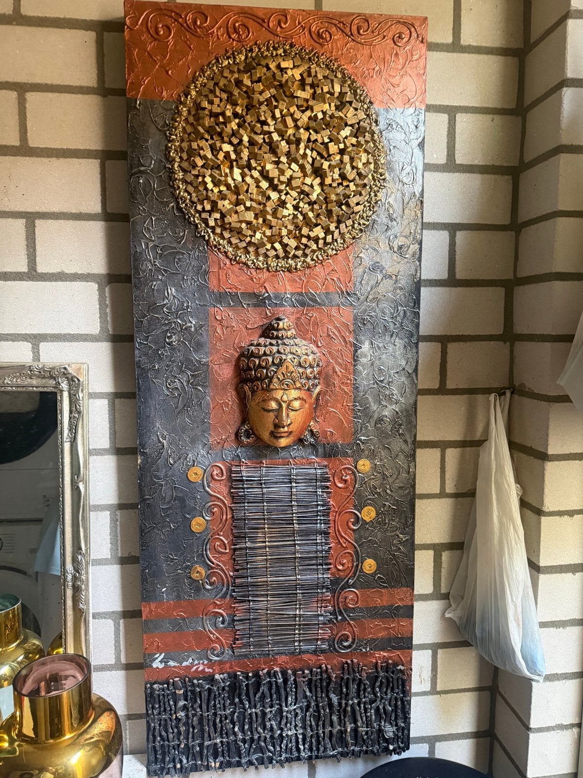 Boeddha wanddecoratie - Handgemaakt en uniek, Ophalen, Zo goed als nieuw, Meerkleurig, Overige materialen