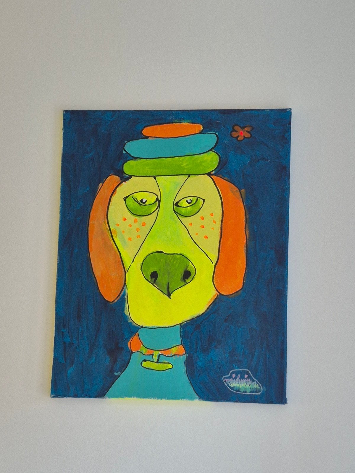 Kunst abstracte hond schilderij 50x40, Ophalen of Verzenden