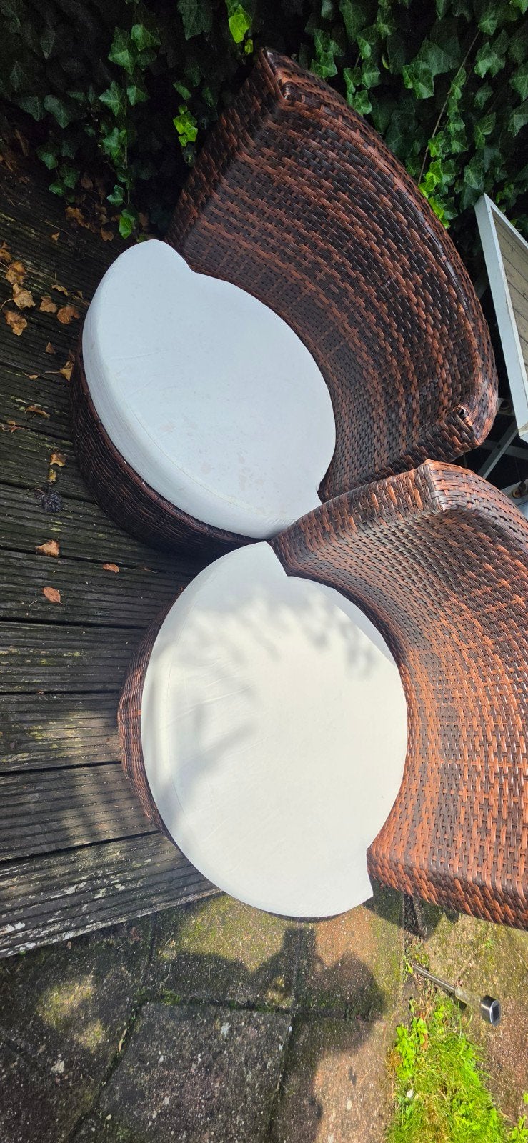 Twee tuin kuipstoelen, Ophalen of Verzenden, Gebruikt, Kunststof
