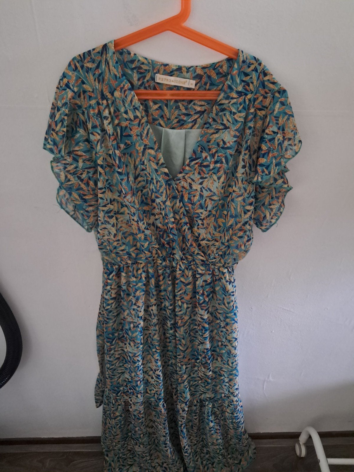 Retro & Icone Jurk met Bladprint - Maat S, Ophalen, Blauw, Retro & Icone, Zo goed als nieuw
