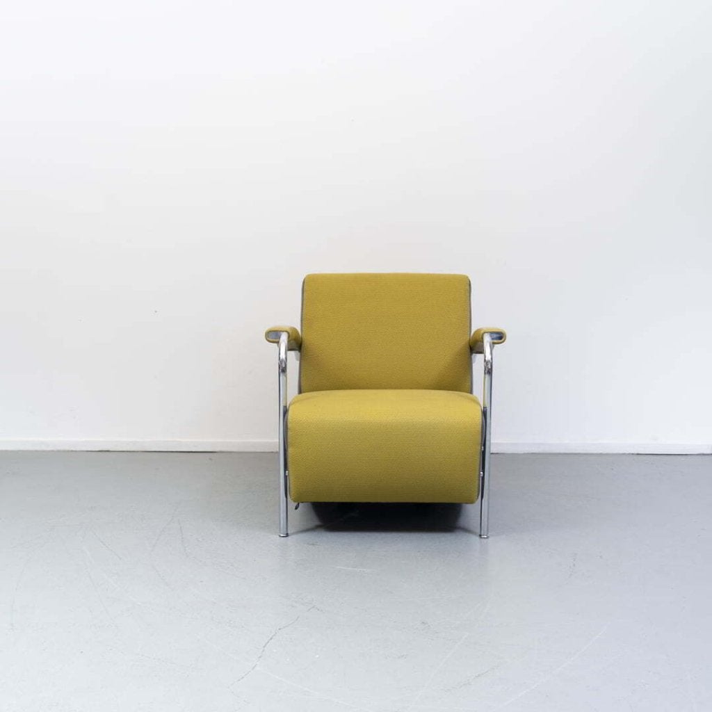 Leolux Scylla Laag Fauteuil Geel/Grijs Stof, Niet ingevuld, Zo goed als nieuw, Niet ingevuld, Niet ingevuld