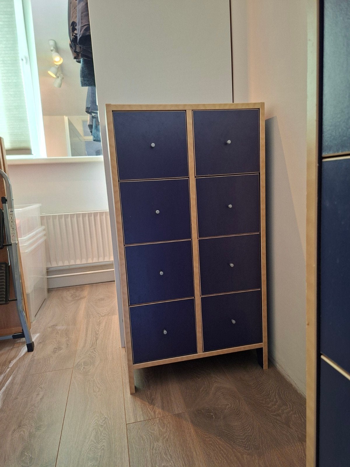 2 blauwe IKEA ladekasten met 8 laden, Ophalen, Gebruikt, 5 laden of meer, 100 tot 150 cm