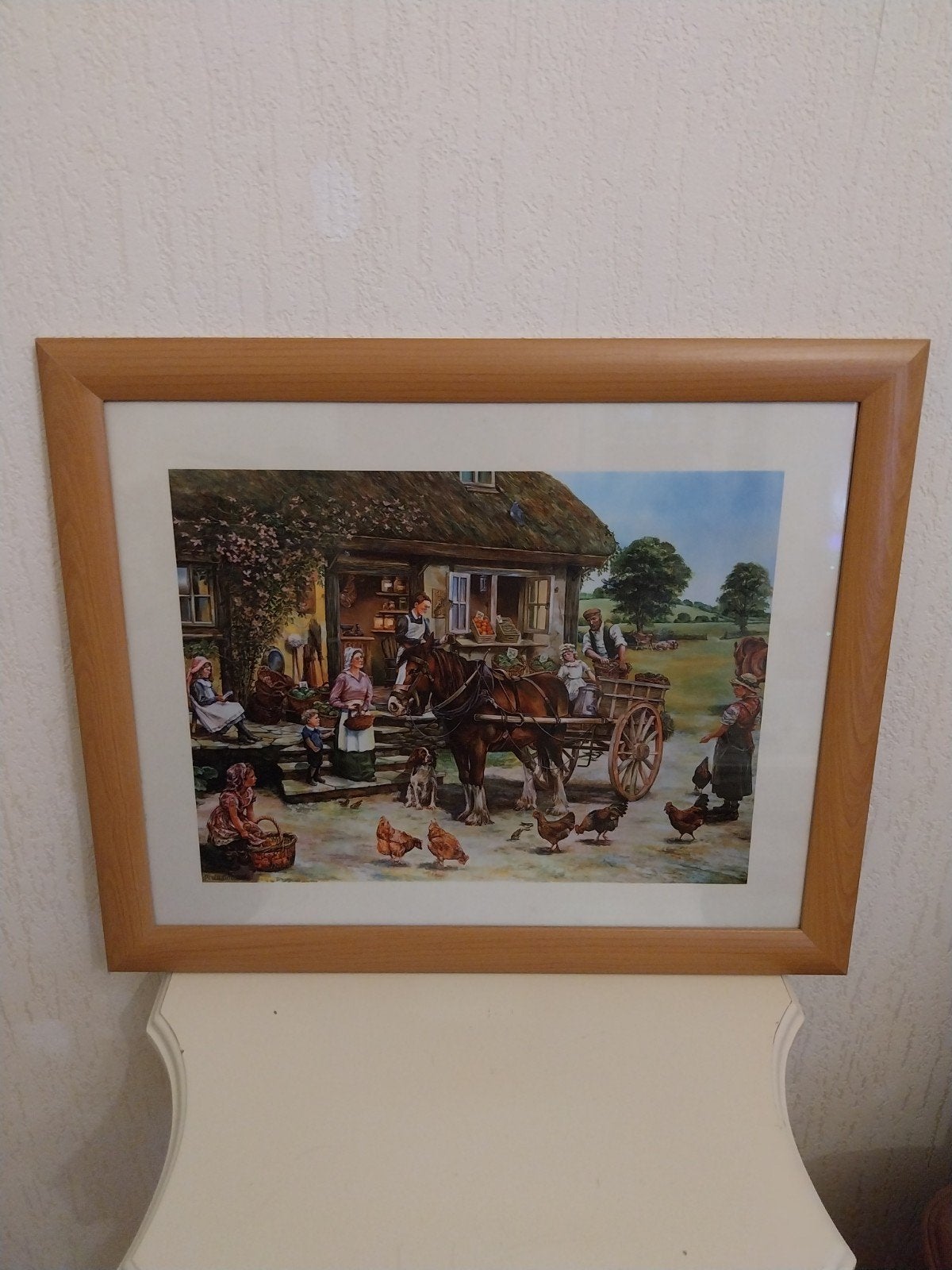 Peter Goodall - Landelijk tafereel met paard en wagen, Ophalen, Oud hollands, Dieren, Ingelijst