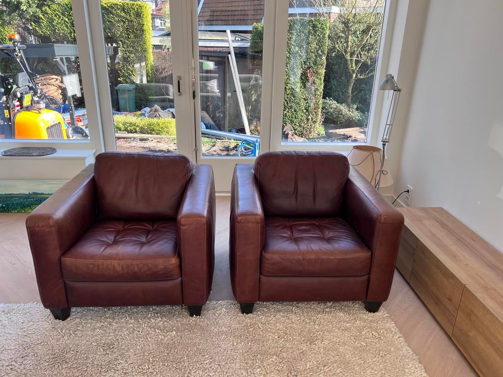 Natuzzi lederen fauteuils 155 euro per stuk, Huis en Inrichting, Fauteuils, Gebruikt, Leer, 75 tot 100 cm, Ophalen