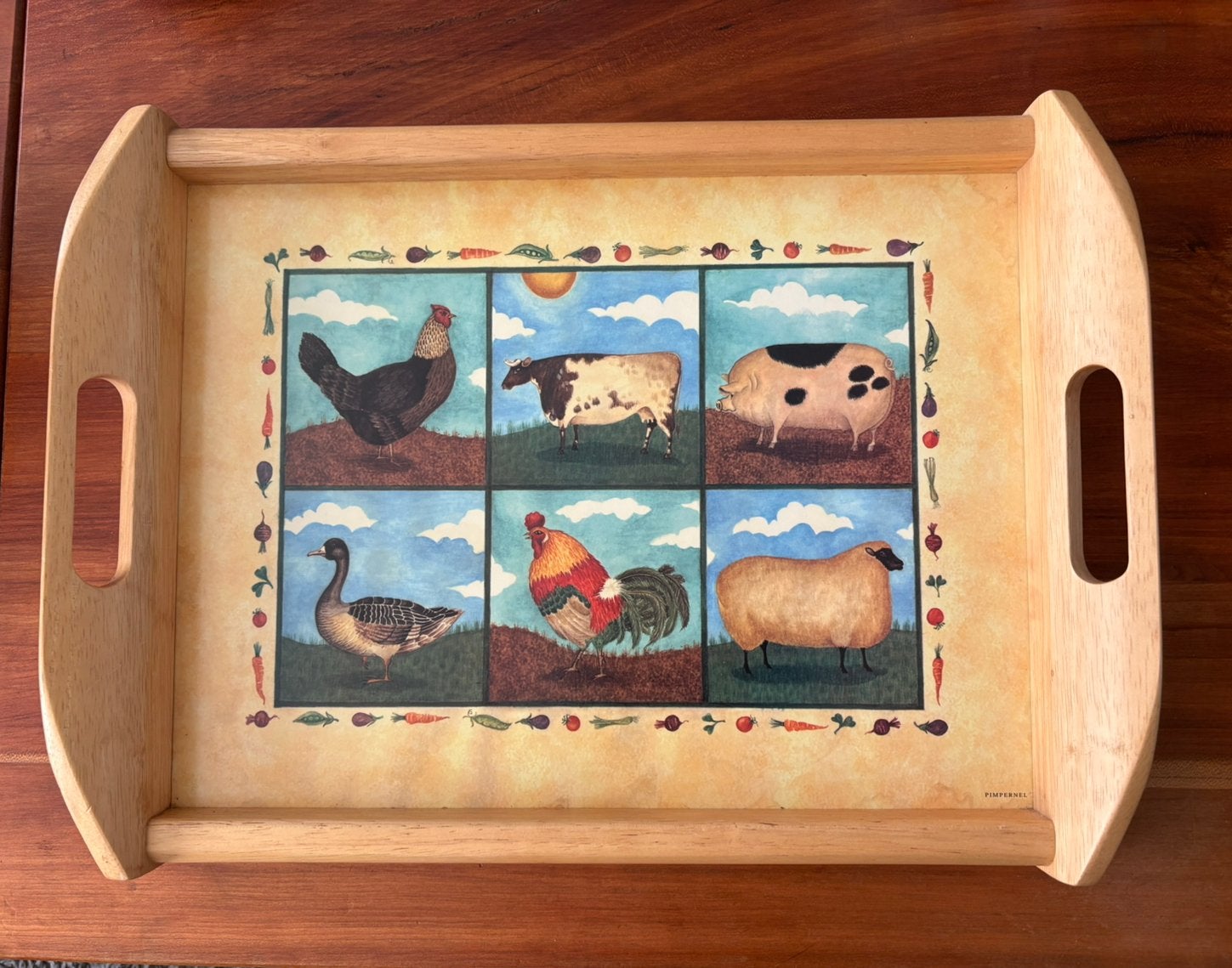 Cloverleaf Farm Animals dienblad, Ophalen, Zo goed als nieuw, Hout, Met handgreep