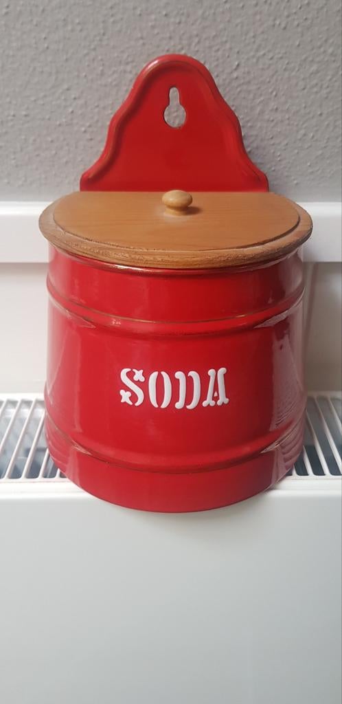 Rood emaille Soda pot bk gouden bies, Antiek en Kunst, Antiek | Emaille, Ophalen of Verzenden