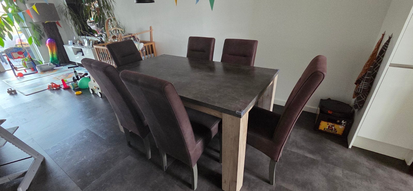 Eettafel Satriani betonlook lightgrey 160x90x78 cm, Huis en Inrichting, Ophalen, Overige materialen, Gebruikt, 50 tot 100 cm