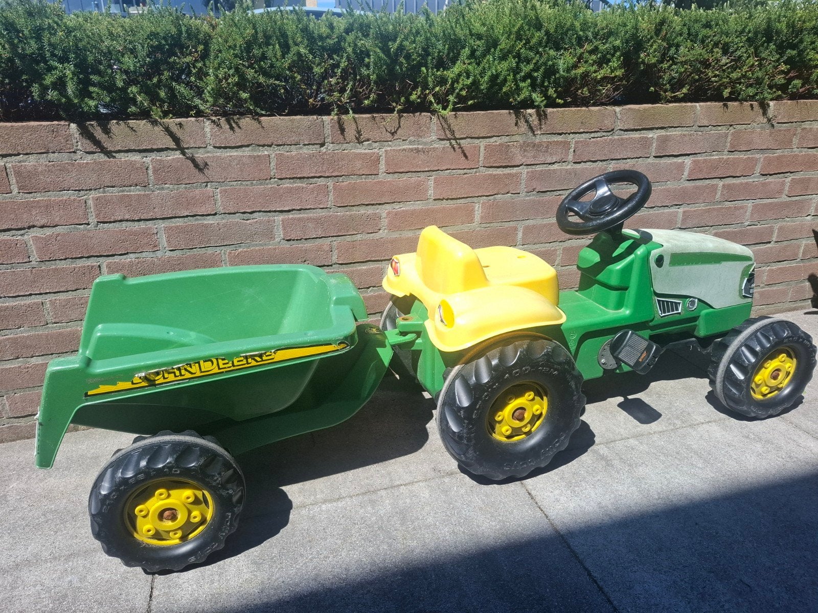 John Deere traptractor met aanhanger, Kinderen en Baby's, Speelgoed | Buiten | Voertuigen en Loopfietsen, Ophalen, Gebruikt, Trapvoertuig