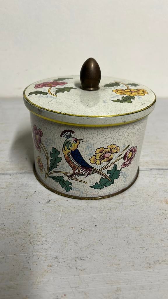 Vintage blikje Cote Dor met bloemen en vogels er op, Ophalen of Verzenden, Gebruikt, Overige