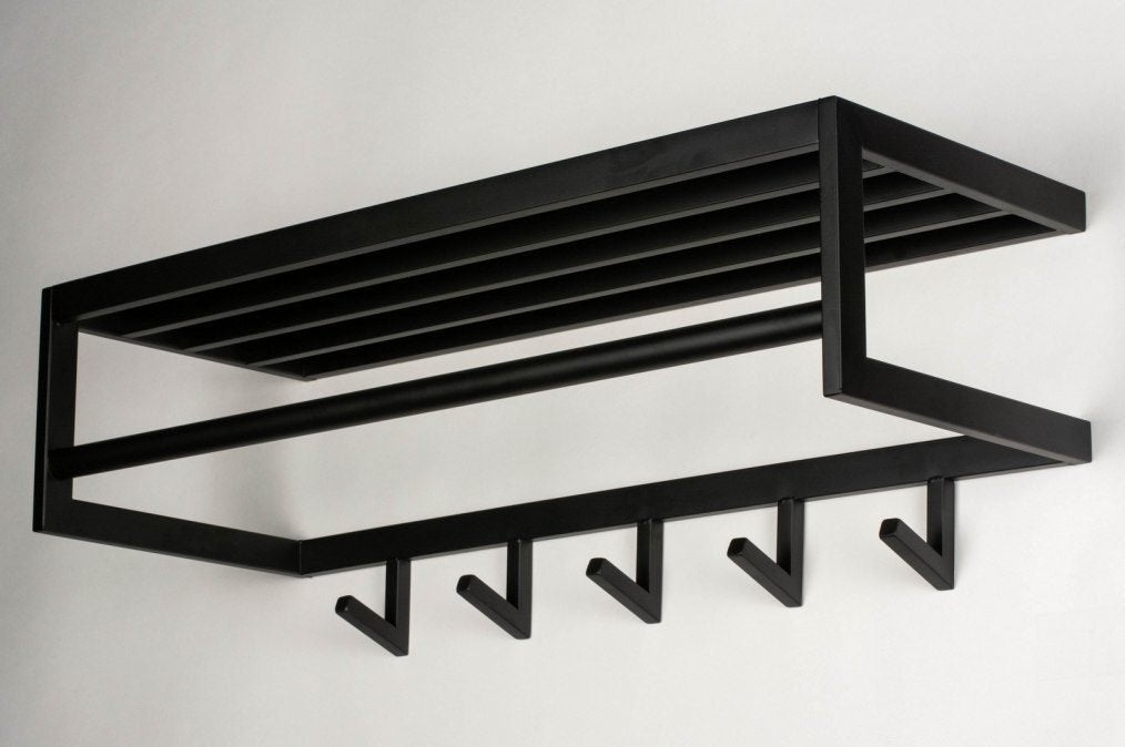 RVS zwart kapstok haken roede industrieel wandmeubel 80cm, Wandkapstok, Nieuw, Ophalen of Verzenden, Minder dan 100 cm