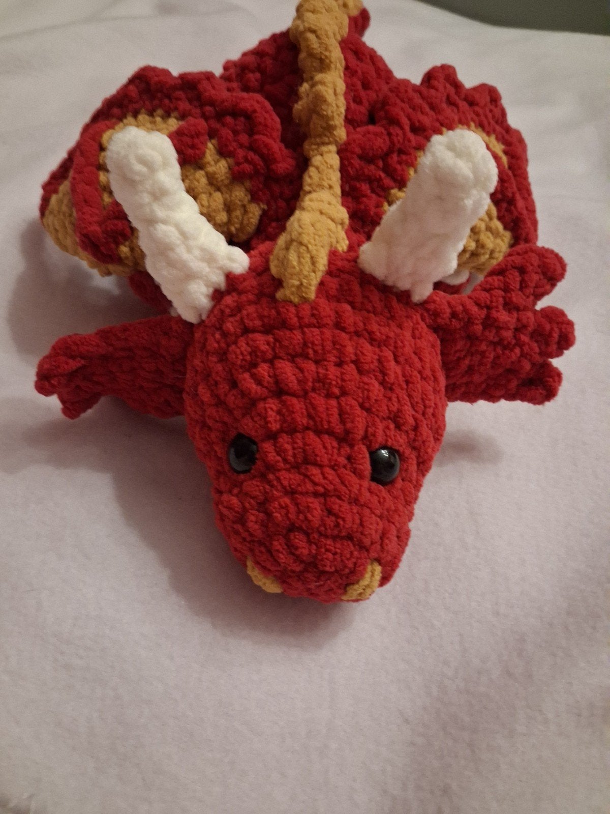 Handgemaakte gehaakte draak knuffel - Rood/Geel, Overige merken, Overige typen, Nieuw, Ophalen of Verzenden