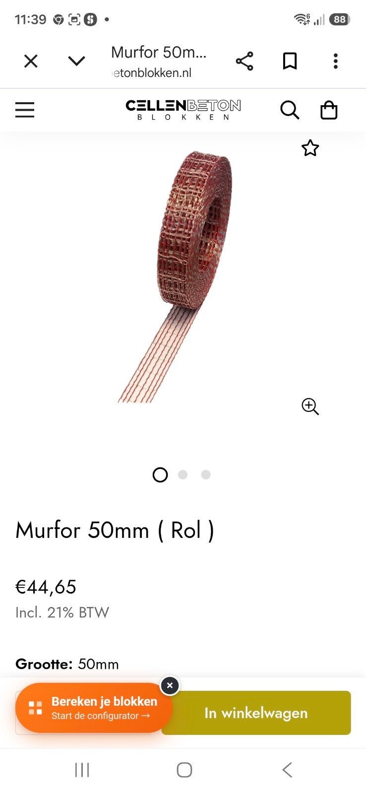 5 rollenMurfor Compact 5 cm breed voor wapening in muren, Ophalen of Verzenden, Nieuw