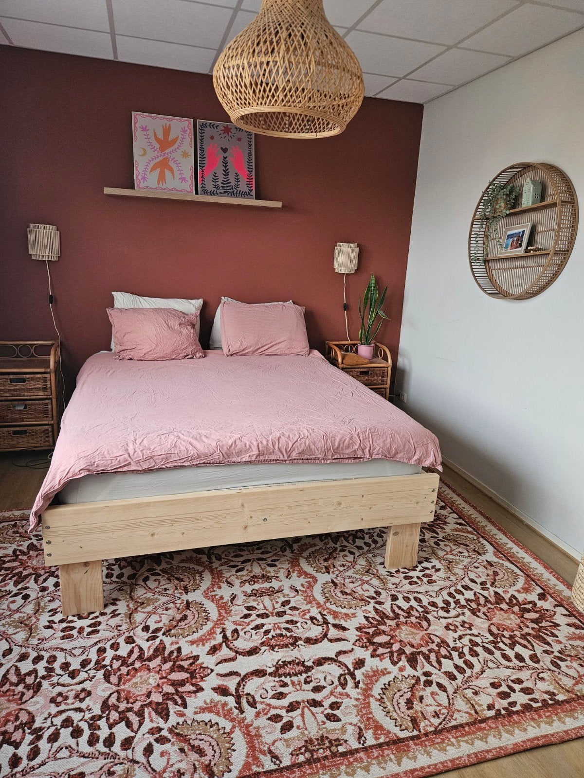 Rotan wandlampje Nine 2x, Huis en Inrichting, Lampen | Wandlampen, Ophalen of Verzenden, Zo goed als nieuw, Nachtlamp, Beige