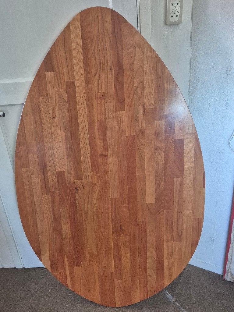 houten tafelblad eivormig met bar-poot, Huis en Inrichting, Tafels | Eettafels, Ophalen, 100 tot 150 cm, 50 tot 100 cm, Zo goed als nieuw