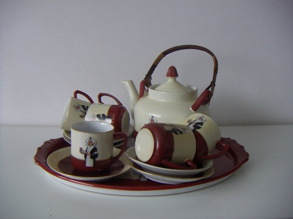 Droste porselein keramiek cacao servies jr.1920-1930., Overige merken, Klassiek, Ophalen of Verzenden, Zo goed als nieuw