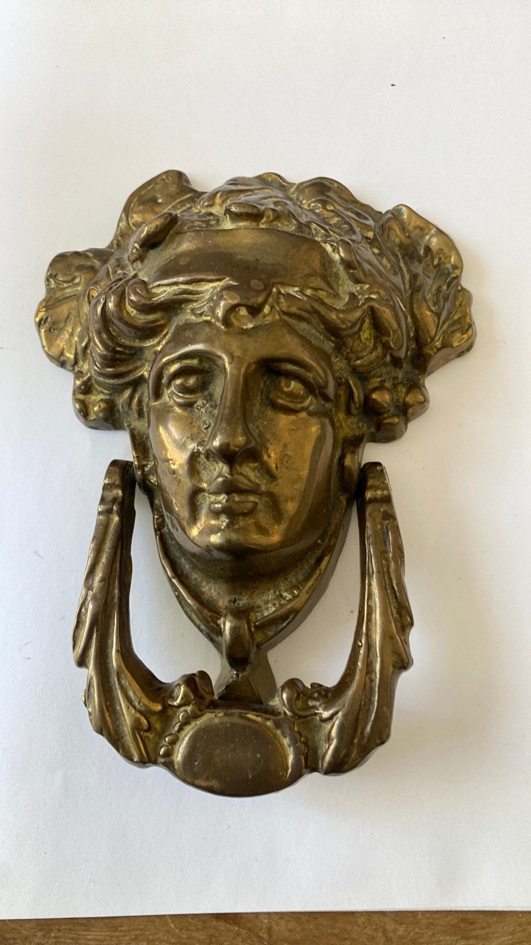 Grote oude zware brons, messing deurklopper, Ophalen of Verzenden, Brons