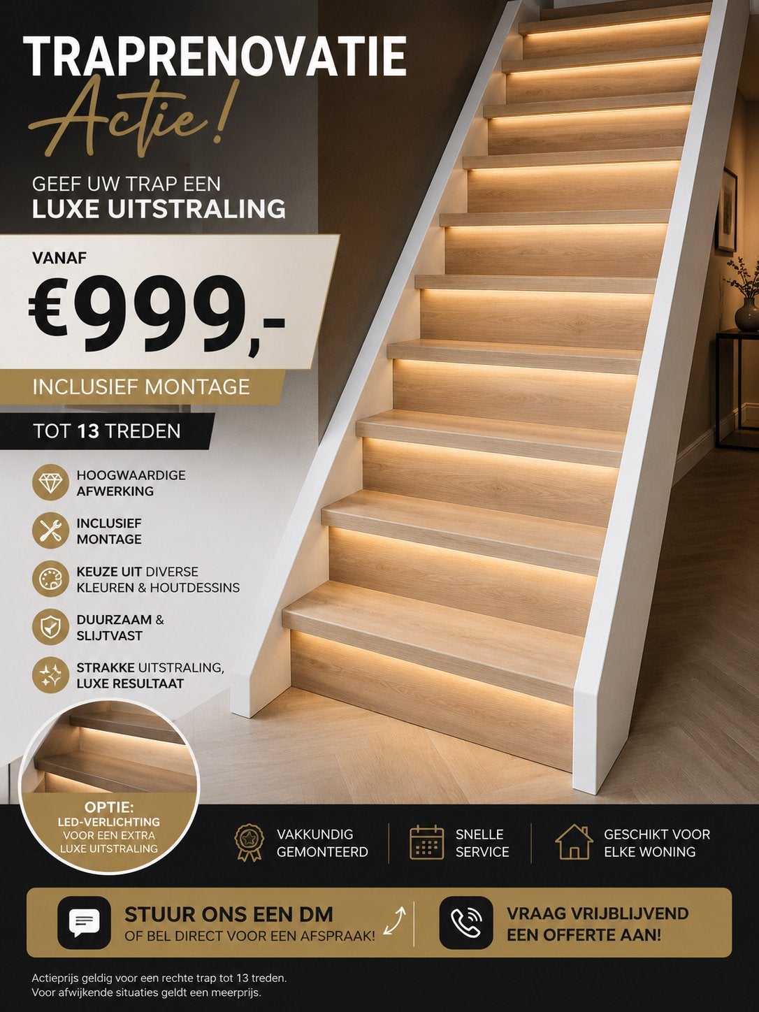 Traprenovatie Actie! Geef uw trap een luxe uitstraling, Ophalen of Verzenden, Nieuw, Trap, 2 tot 4 meter