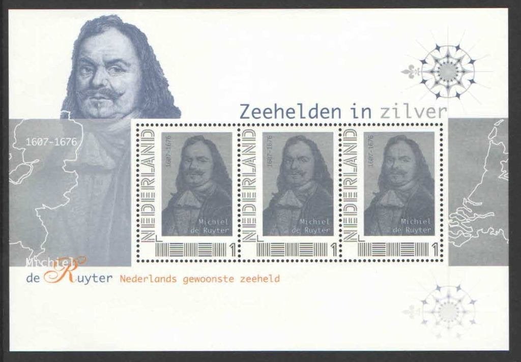 Postzegels Nederlandse Zeehelden: Michiel de Ruyter, Postzegels en Munten, Postzegels | Nederland, Ophalen of Verzenden, Na 1940