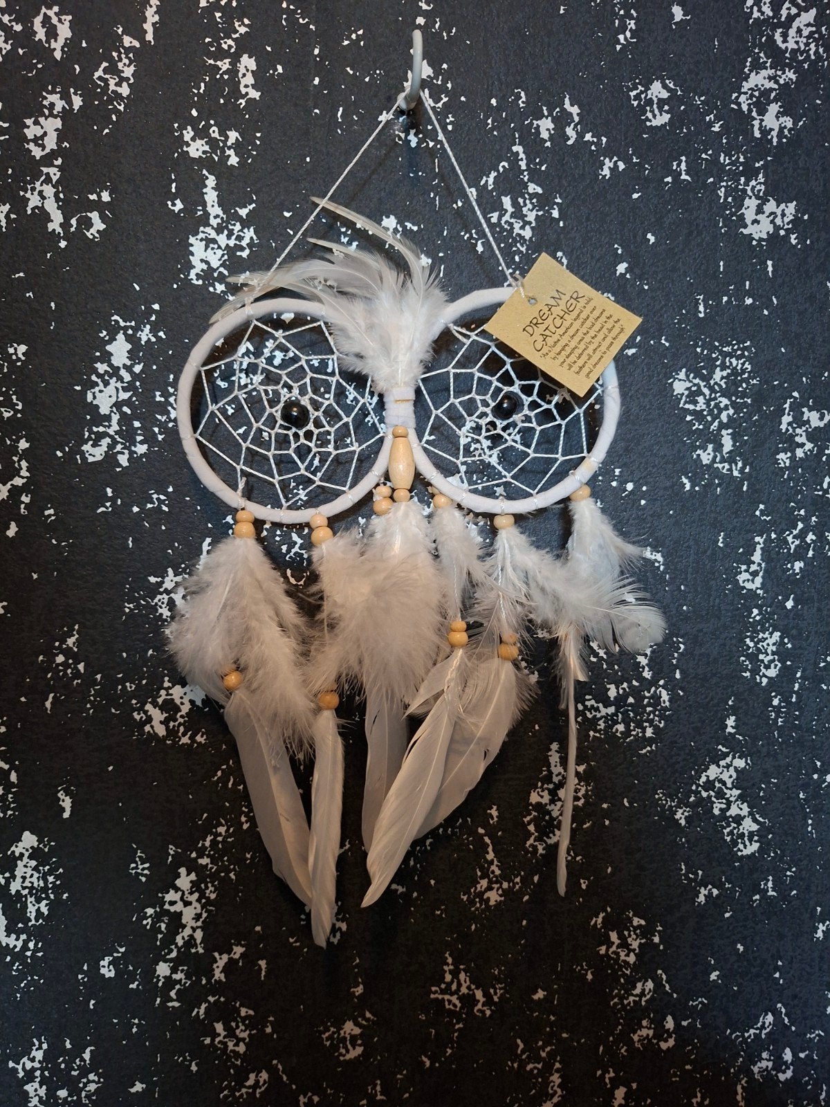 Witte Uil Dromenvanger - Handgemaakt met Veren en Kralen, Boho, Nieuw, Ophalen of Verzenden, Natuurlijk materiaal