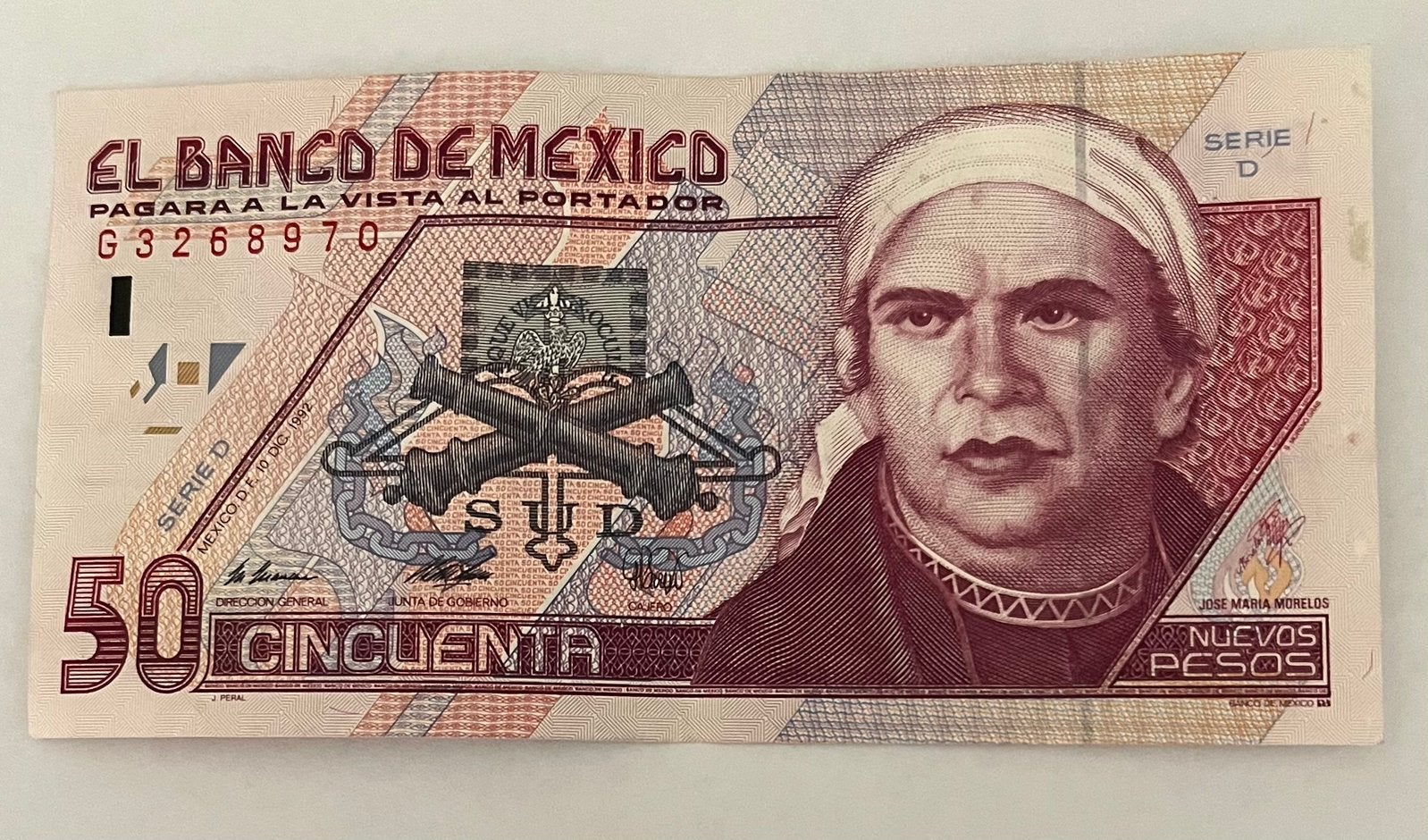 Mexico 50 Pesos 1992 lichtgebruikte staat, Verzenden, Noord-Amerika, Los biljet
