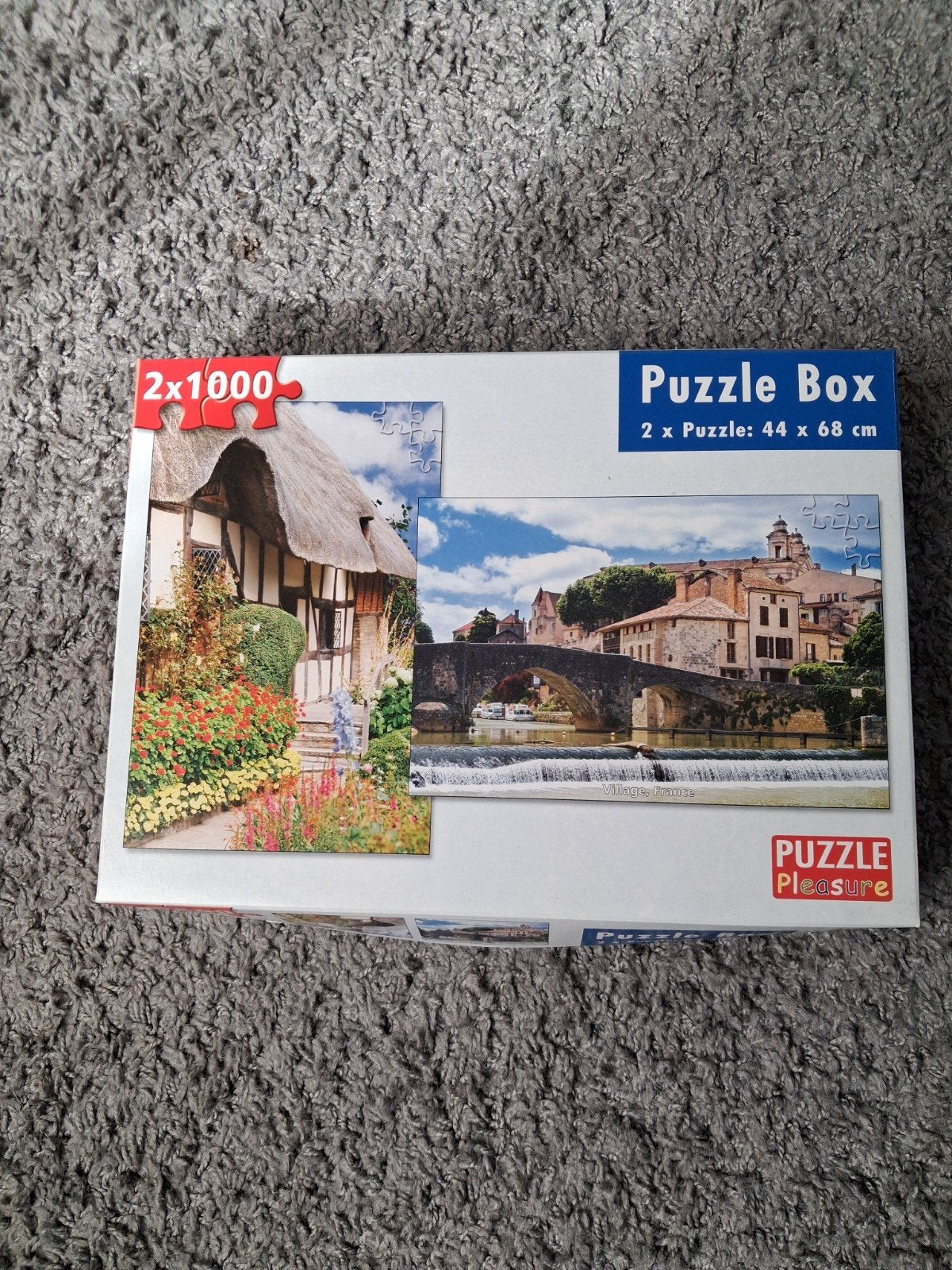 Puzzle Box 2x1000 stukjes - Puzzle Pleasure, Ophalen, 500 t/m 1500 stukjes, Gebruikt, Legpuzzel