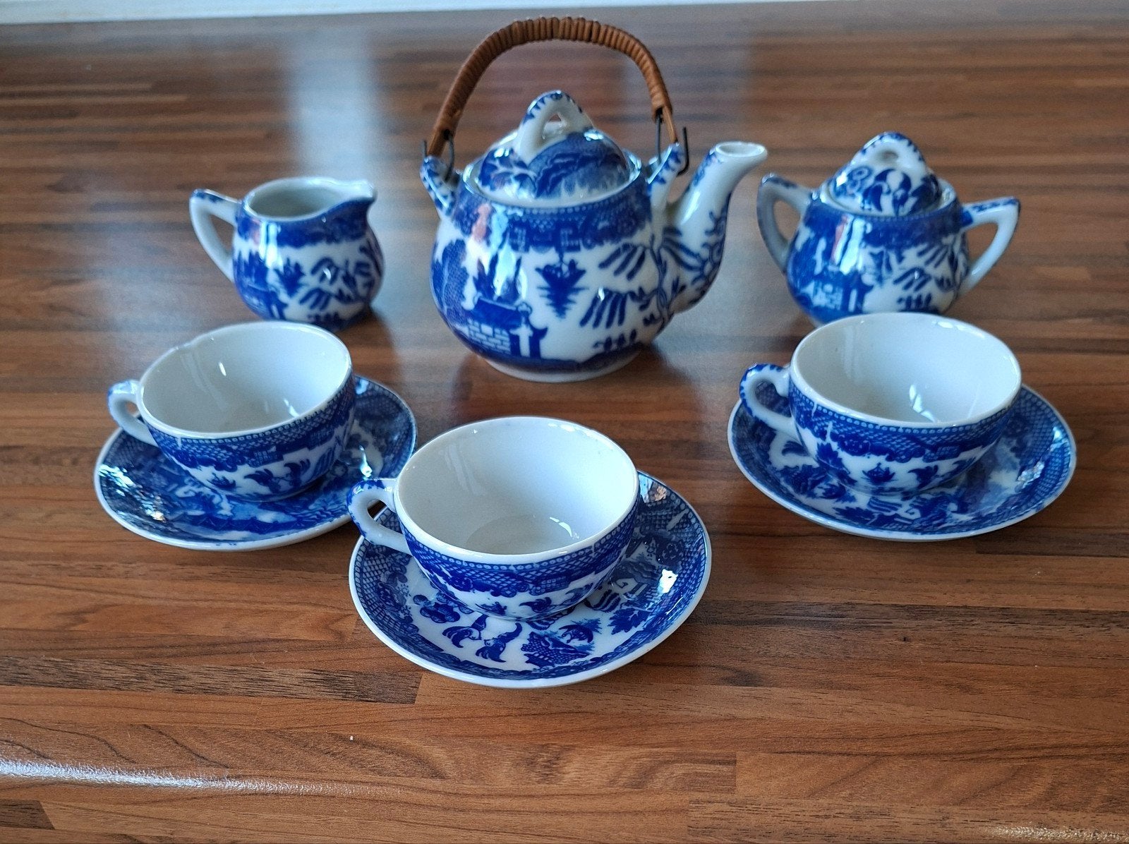 kinder theeservies blauw wit, compleet,, Antiek en Kunst, Ophalen